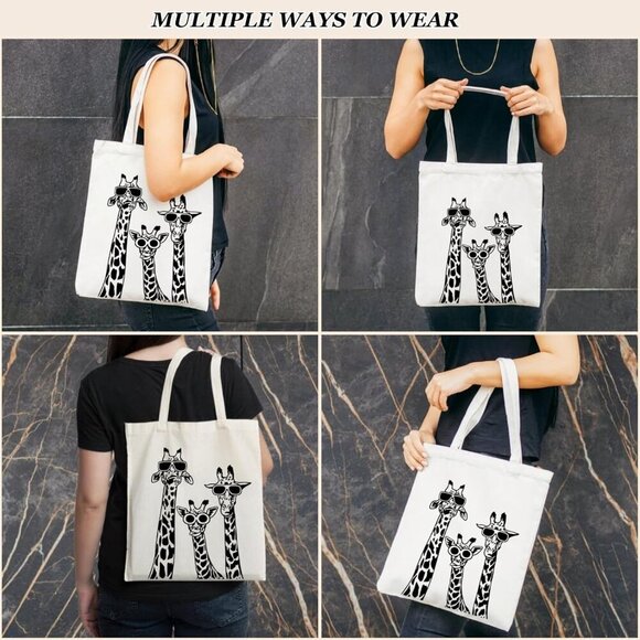 Brand New Giraffe Canvas Tote 15.7in Women's Durable Shoulder Bag - Picture 6 of 7